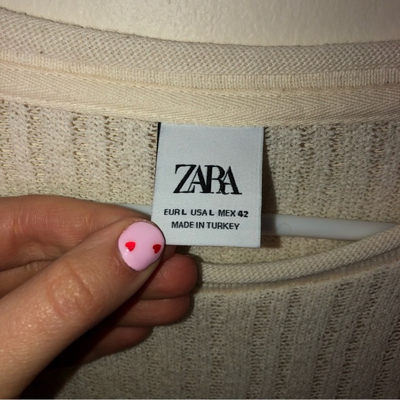 Zara Striped Cream Textured Sweater Top - Picture 2 of 4